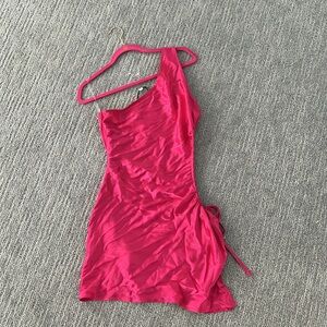 One Shoulder Side Cut Out Pink Dress from Revolve